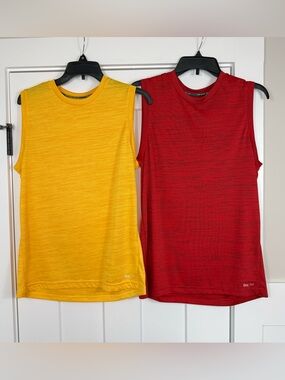 2 Tek Gear Dri Tek Tank Tops Yellow Red Men’s Size Small